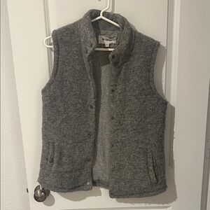 BB Dakota Heather Gray Button-Front Wool Blend Vest
